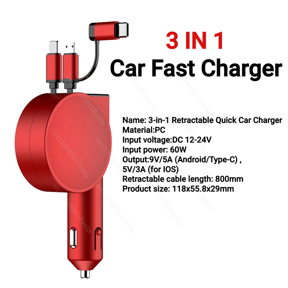 Retractable Car Charger | Retractable Phone Charger|Nanner's NickNacks