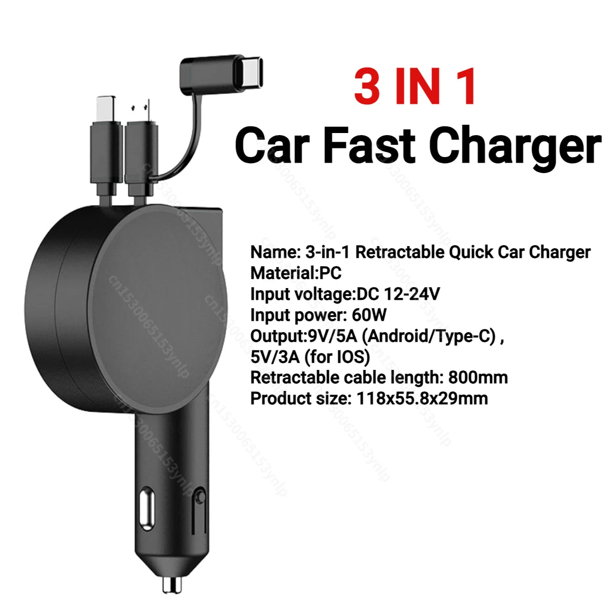 Retractable Car Charger | Retractable Phone Charger|Nanner's NickNacks